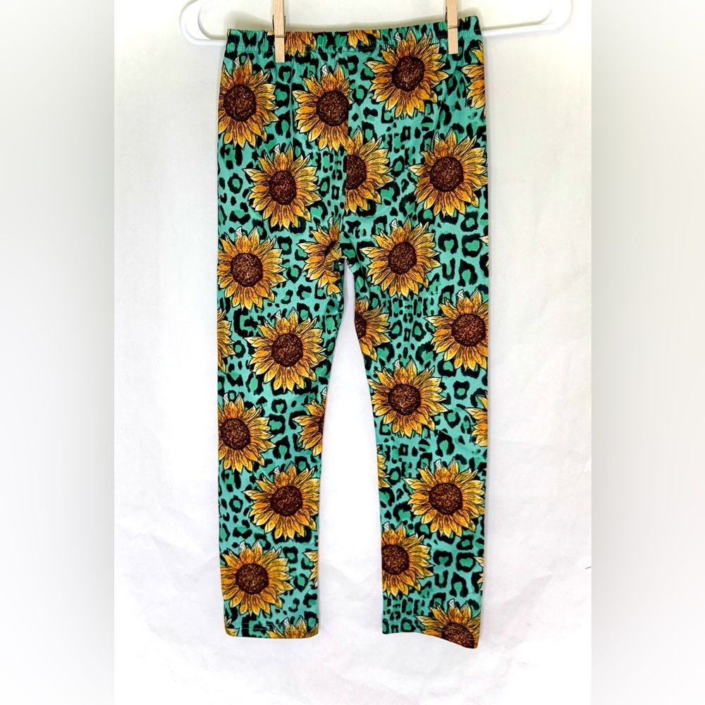 Sunflower & Cheetah Print Kids Leggings / Pants
